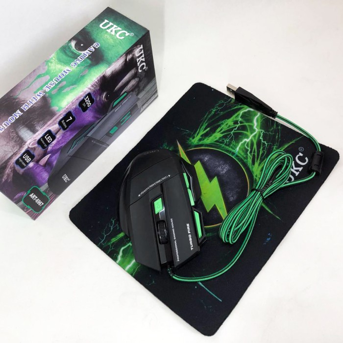 Мишка провідна ігрова UKC 6967 з килимком ZW-28