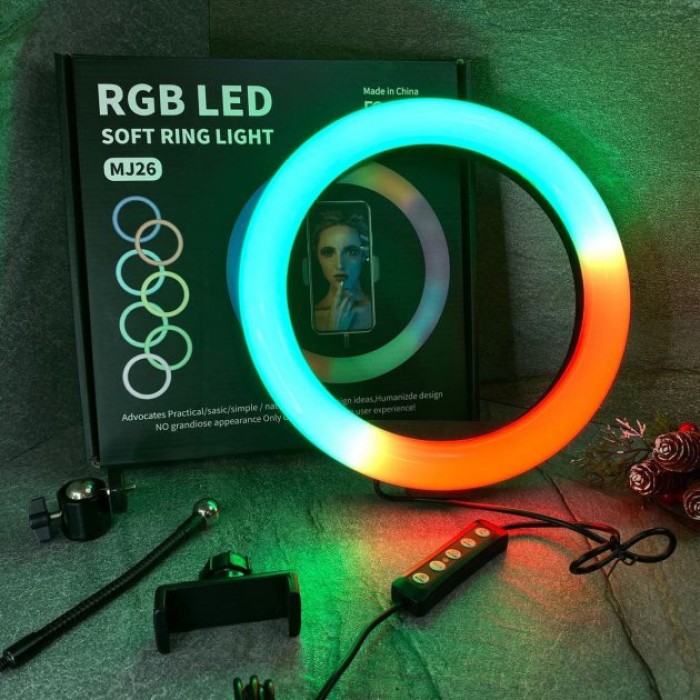 Кільцева лампа для блогера кольорова, Кільцева світлодіодна led лампа ring, Світлодіодне кільце WU-95