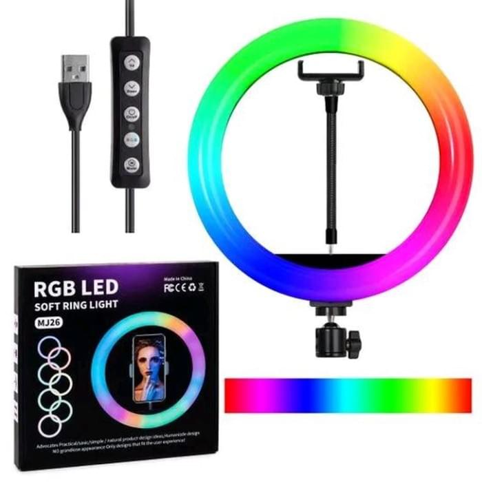 Кільцеве світло для відео RGB LED RING MJ26, Світильник для селфі з ефектом OE-858 заходу сонця