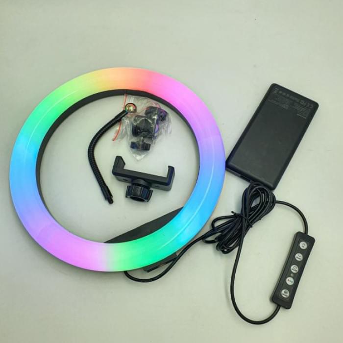 Кільцеве світло для відео RGB LED RING MJ26, Світильник для селфі з ефектом OE-858 заходу сонця