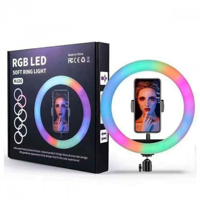 Кільцеве світло для відео RGB LED RING MJ26, Світильник для селфі з ефектом OE-858 заходу сонця