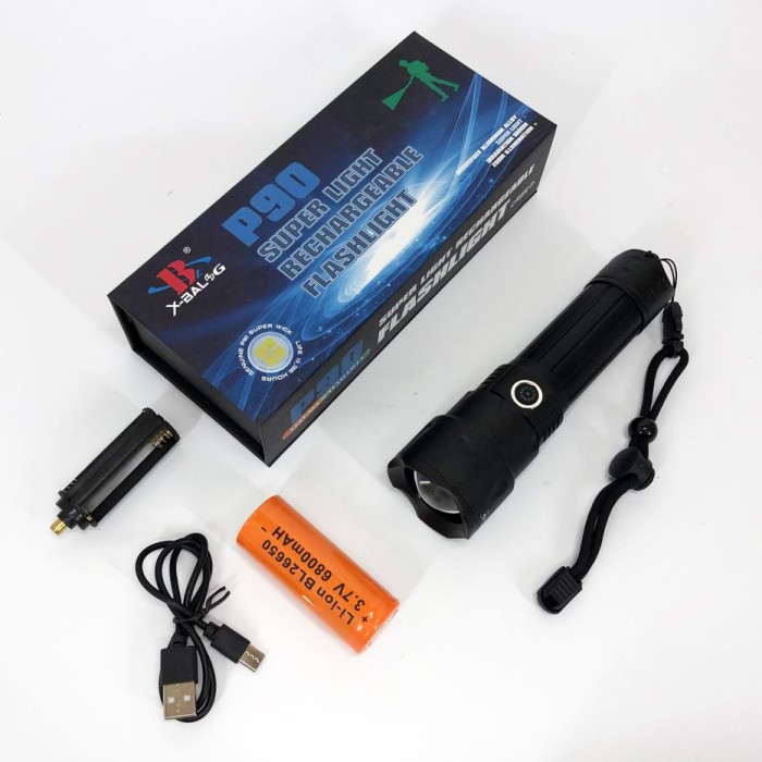 Ліхтар акумуляторний світлодіодний потужний Bailong, Портативний світлодіодний ліхтар з USB-зарядкою NL-39