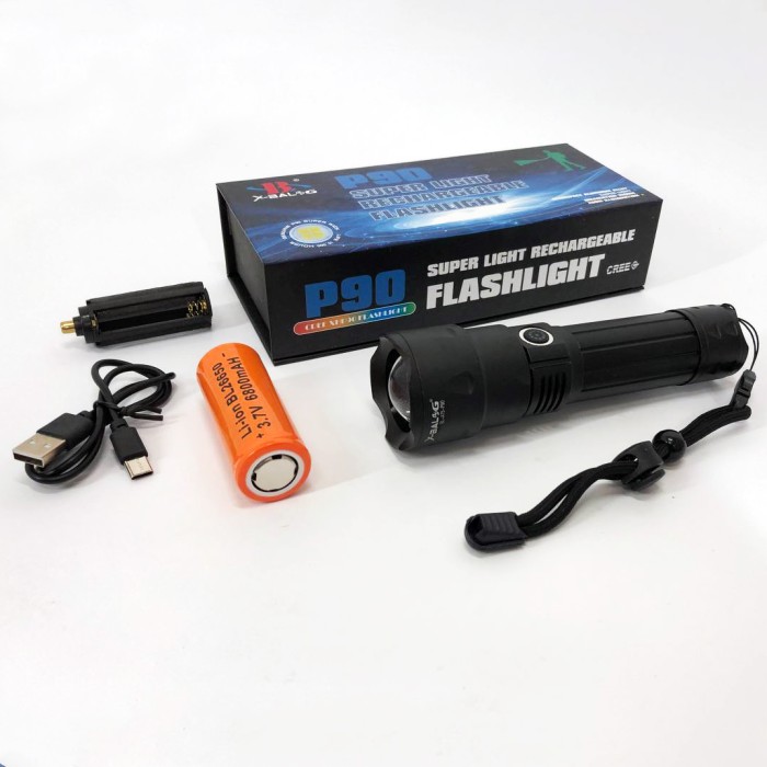 Ліхтар акумуляторний світлодіодний потужний Bailong, Портативний світлодіодний ліхтар з USB-зарядкою NL-39