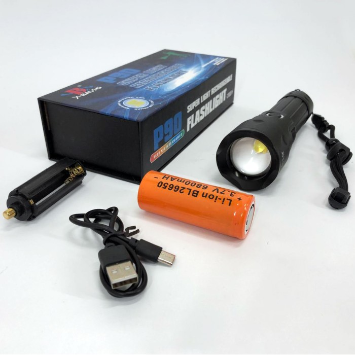 Ліхтар акумуляторний світлодіодний потужний Bailong, Портативний світлодіодний ліхтар з USB-зарядкою NL-39