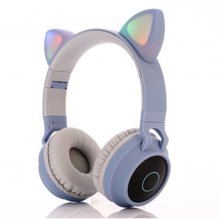 Бездротові навушники LED з котячими вушками CAT STN-28, Стерео навушники з котячими вушками. Колір: синій