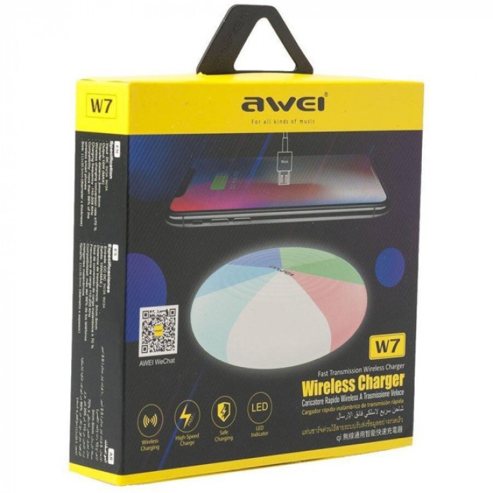 Бездротова зарядка з підсвічуванням 7 кольорів 10W 7 COLOR Awei W7 + HY-299 WIRELESS CHARGE