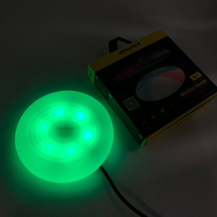 Бездротова зарядка з підсвічуванням 7 кольорів 10W 7 COLOR Awei W7 + WIRELESS CHARGE ZG-76