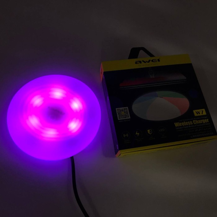 Бездротова зарядка з підсвічуванням 7 кольорів 10W 7 COLOR Awei W7 + WIRELESS CHARGE ZG-76