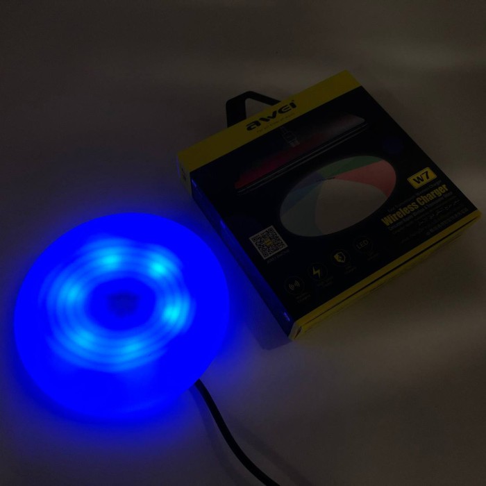Бездротова зарядка з підсвічуванням 7 кольорів 10W 7 COLOR Awei W7 + WIRELESS CHARGE ZG-76