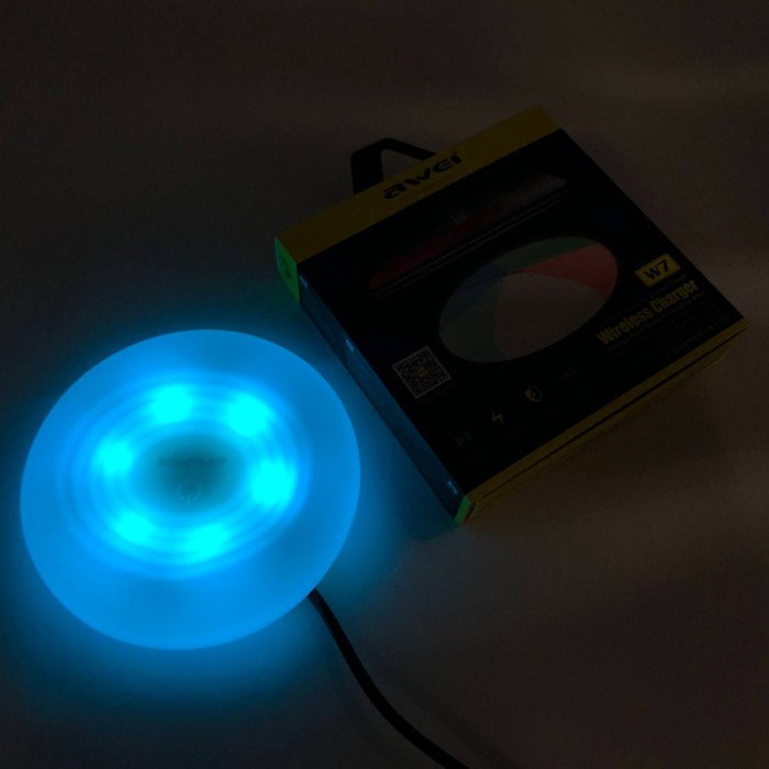 Бездротова зарядка з підсвічуванням 7 кольорів 10W 7 COLOR Awei W7 + WIRELESS CHARGE ZG-76