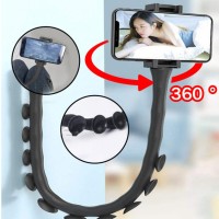 Гнучкий тримач для телефону з універсальними присосками Cute Worm Lazy Holder. WI-178 Колір: чорний