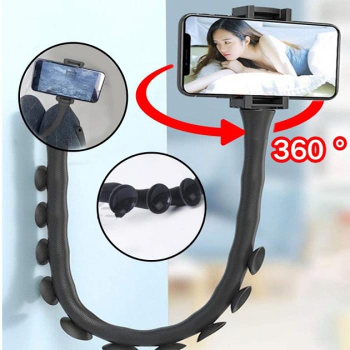 Гнучкий тримач для телефону з універсальними присосками Cute Worm Lazy Holder. WI-178 Колір: чорний