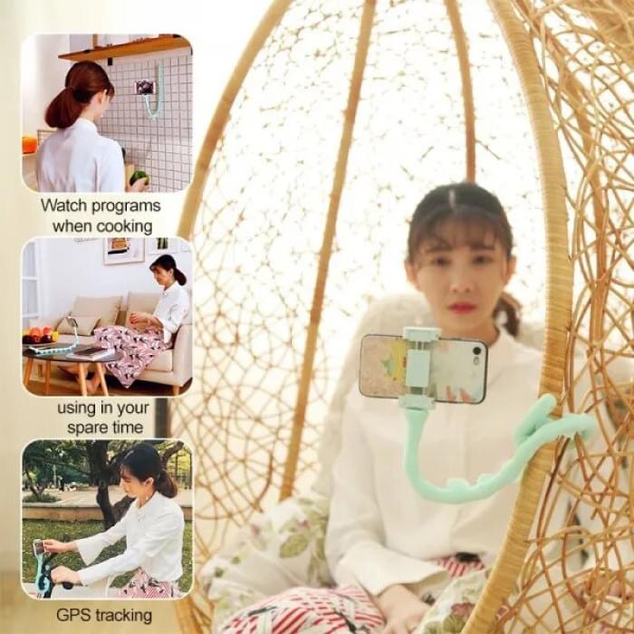 Гнучкий тримач для телефону з універсальними присосками Cute Worm Lazy Holder. WI-178 Колір: чорний