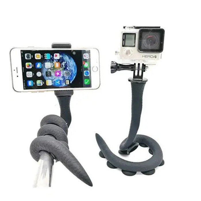 Гнучкий тримач для телефону з універсальними присосками Cute Worm Lazy Holder. Колір: чорний DY-59