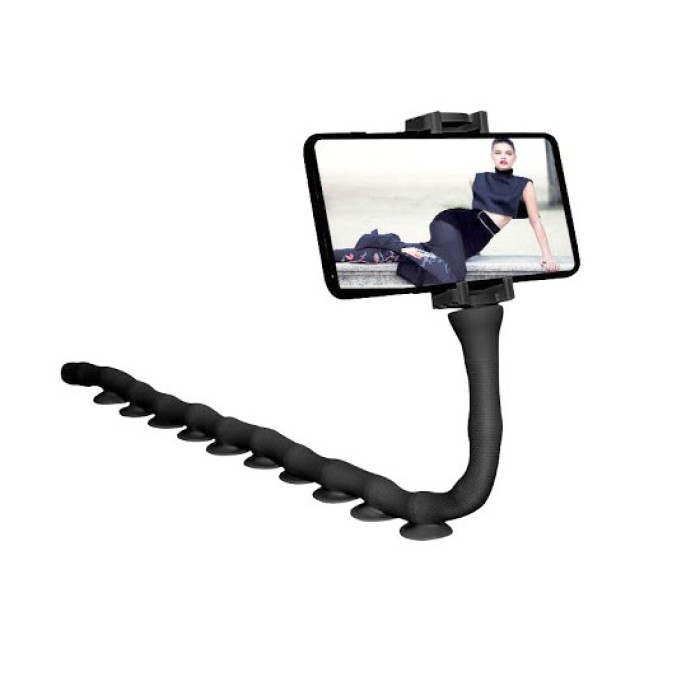 Гнучкий тримач для телефону з універсальними присосками Cute Worm Lazy Holder. Колір: чорний XZ-58
