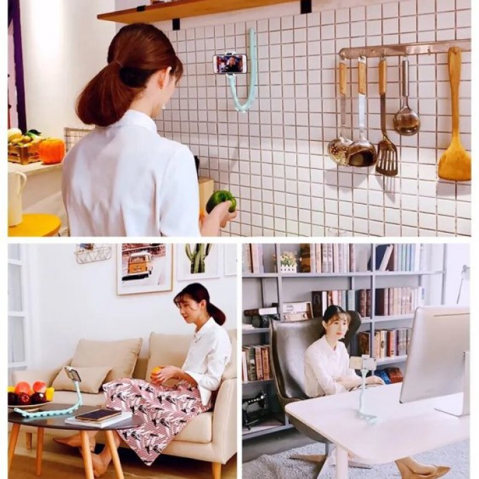 Гнучкий тримач для телефону з універсальними присосками Cute Worm Lazy Holder. Колір: чорний XZ-58