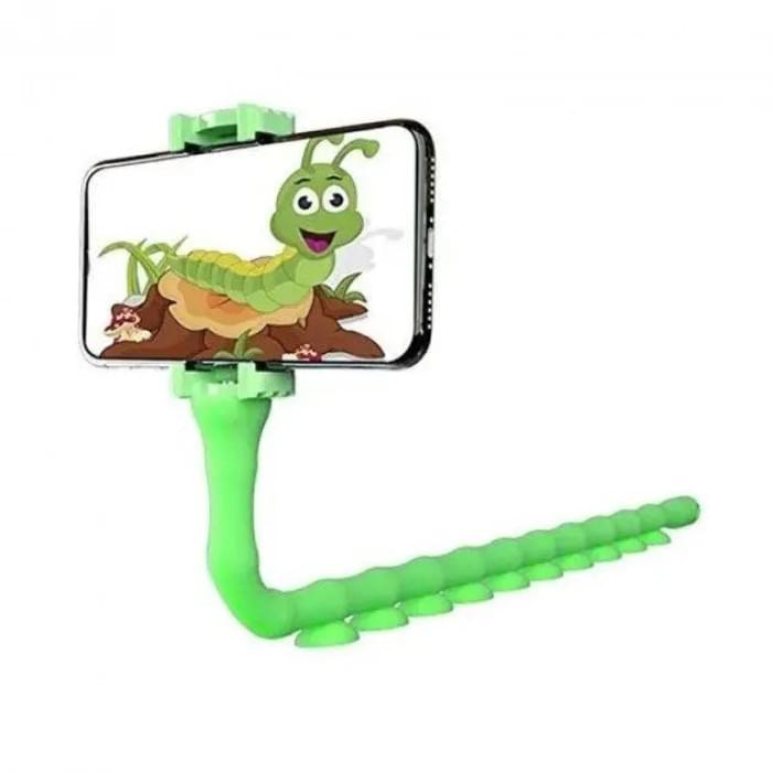 Гнучкий тримач для телефону з універсальними присосками Cute Worm Lazy Holder. PH-120 Колір: зелений