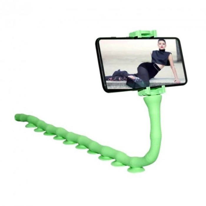 Гнучкий тримач для телефону з універсальними присосками Cute Worm Lazy Holder. Колір: зелений KX-13