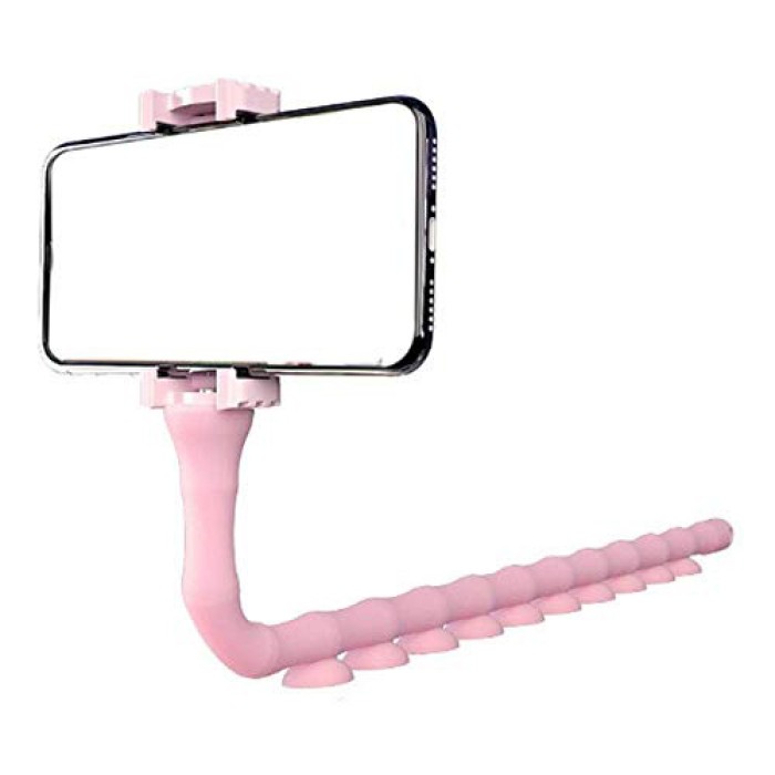Гнучкий тримач для телефону з універсальними присосками Cute Worm Lazy Holder. Колір: рожевий AQ-21