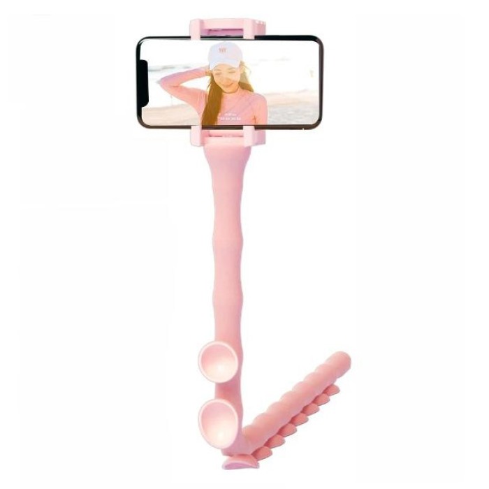 Гнучкий тримач для телефону з універсальними присосками Cute Worm Lazy Holder. Колір: рожевий AQ-21