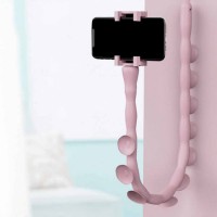 Гнучкий тримач для телефону з універсальними присосками Cute Worm Lazy Holder. Колір: рожевий MV-42