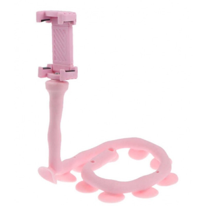 Гнучкий тримач для телефону з універсальними присосками Cute Worm Lazy Holder. Колір: рожевий MV-42
