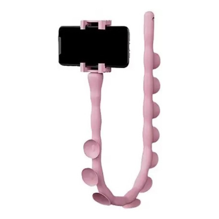 Гнучкий тримач для телефону з універсальними присосками Cute Worm Lazy Holder. Колір: рожевий MV-42