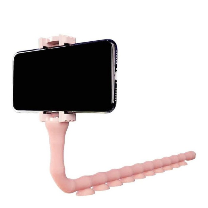 Гнучкий тримач для телефону з універсальними присосками Cute Worm Lazy Holder. Колір: рожевий MV-42