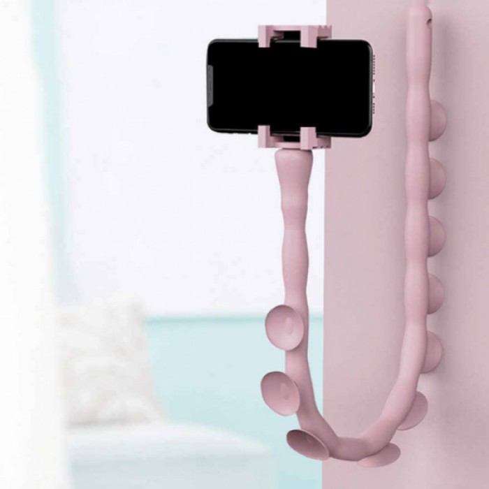 Гнучкий тримач для телефону з універсальними присосками Cute Worm Lazy Holder. Колір: рожевий SL-11