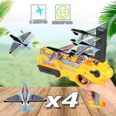 Дитячий іграшковий пістолет з літачками Air Battle катапульта з літаючими літаками (AB-1). XO-362 Колір: жовтий