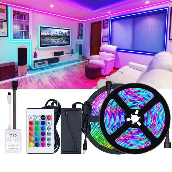 Led 5050 rgb комплект 5050 RGB LED 5 м 220 v, Кольорова світлодіодна стрічка для дому OI-59