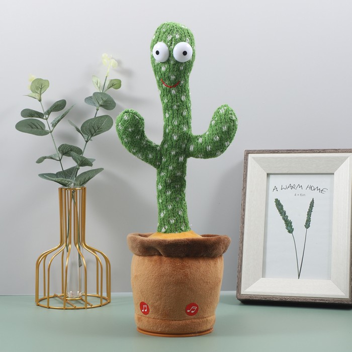 Плюшевий кактус повторюшка, Інтерактивна іграшка танцюючий кактус з usb Популярний з tiktok GI-46