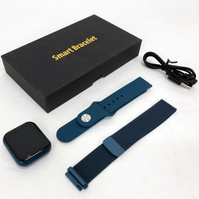 Smart Watch T80S, два браслети, температура тіла, тиск, оксиметр. Колір: синій KG-60