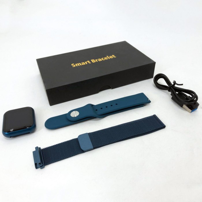 Smart Watch T80S, два браслети, температура тіла, тиск, оксиметр. Колір: синій KG-60