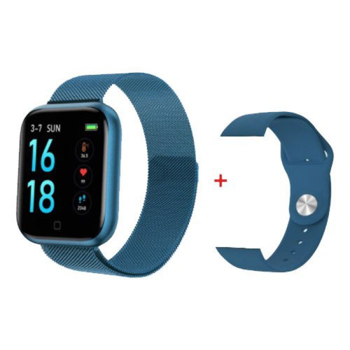 Smart Watch T80S, два браслети, температура тіла, тиск, оксиметр. Колір: синій KG-60