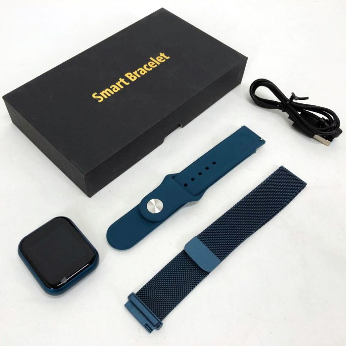 Smart Watch T80S, два браслети, температура тіла, тиск, оксиметр. Колір: синій KG-60