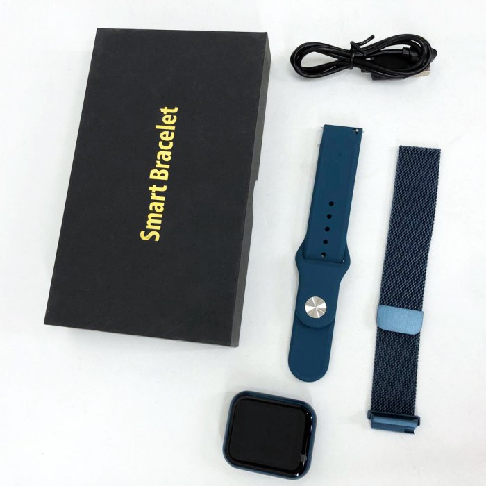 Smart Watch T80S, два браслети, температура тіла, тиск, оксиметр. Колір: синій