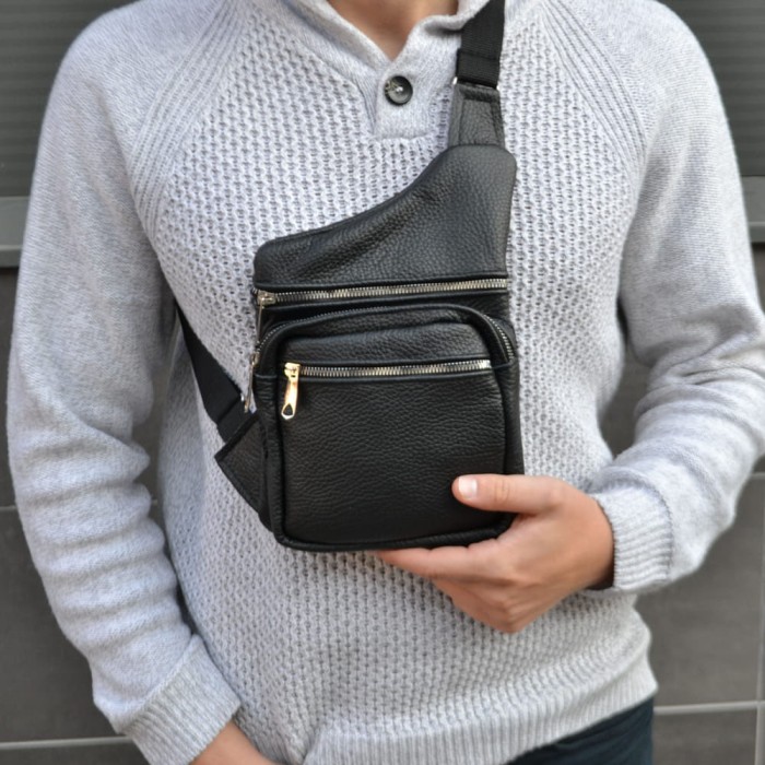 Чоловіча стильна сумка слінг, Сумка кобура наплічна, Сумка-кросбоді молодіжна крос-боді гладка LJ-80