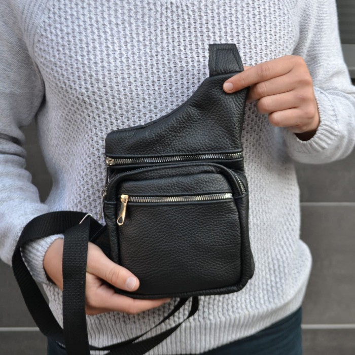 Чоловіча стильна сумка слінг, Сумка кобура наплічна, Сумка-кросбоді молодіжна крос-боді гладка LJ-80