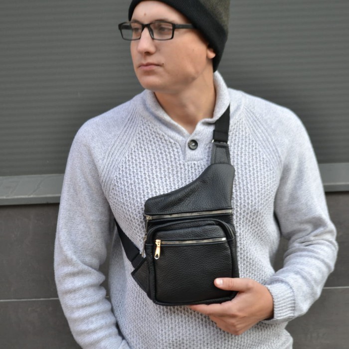 Сумка-кросбоді молодіжна, Сумка чоловіча чорна через плече, Оригінальна чоловіча сумка крос-боді CZ-94