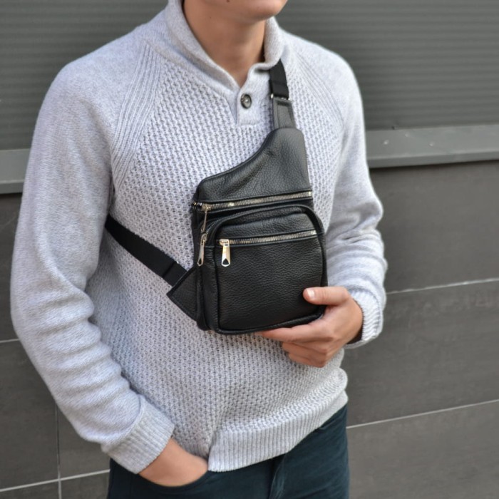 Сумка-кросбоді молодіжна, Сумка чоловіча чорна через плече, Оригінальна чоловіча сумка крос-боді CZ-94