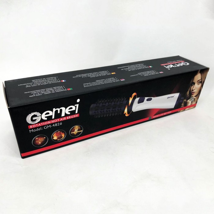 Фен-щітка для волосся фен, що обертається Gemei GM-4826, фен з насадкою брашинг, щітка для волосся, що обертається