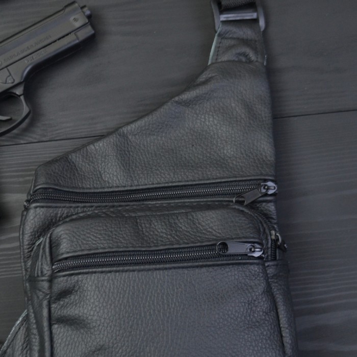 Сумка крос-боді середньої жорсткості, Сумка мішок через плече чоловіча Шкіряна крос-боді CR-10