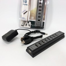 Розгалужувач USB HUB на 10 портів з активною зарядкою 220V, Розгалужувач юсб, Хаб для ноутбука KE-98