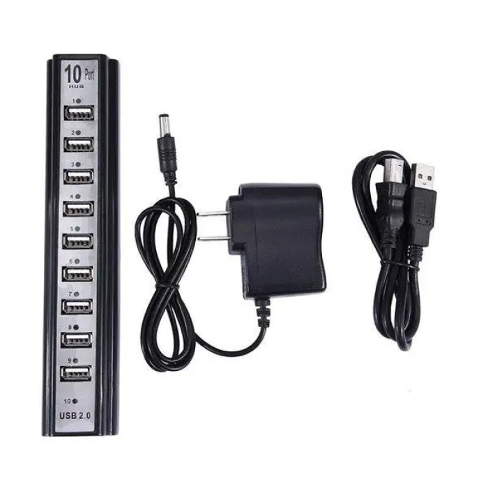 Розгалужувач USB HUB на 10 портів з активною зарядкою 220V, Розгалужувач юсб, Хаб для ноутбука BQ-16