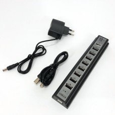 Розгалужувач USB HUB на 10 портів з активною зарядкою 220V, Розгалужувач юсб, Хаб для ноутбука LW-59