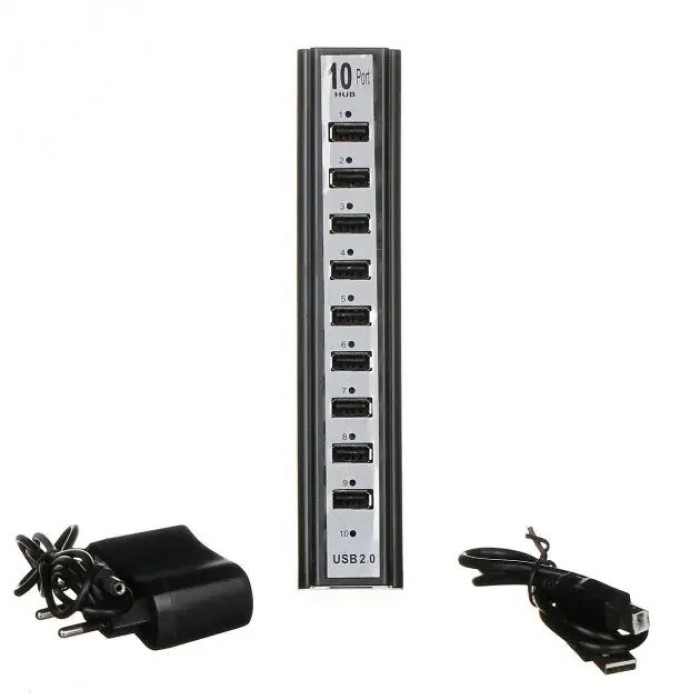 Розгалужувач USB HUB на 10 портів з активною зарядкою 220V, Розгалужувач юсб, Хаб для ноутбука LW-59