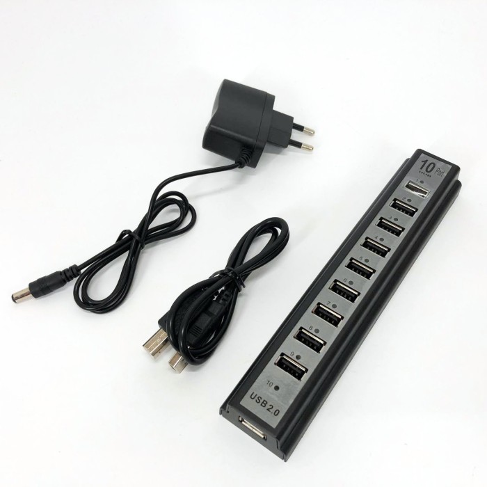 Розгалужувач USB HUB на 10 портів з активною зарядкою 220V, Розгалужувач юсб, Хаб для ноутбука
