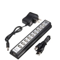 Розгалужувач USB HUB на 10 портів з активною зарядкою 220V, Розгалужувач юсб, Хаб XF-671 для ноутбука