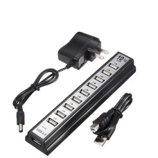 Розгалужувач USB HUB на 10 портів з активною зарядкою 220V, Розгалужувач юсб, Хаб XF-671 для ноутбука